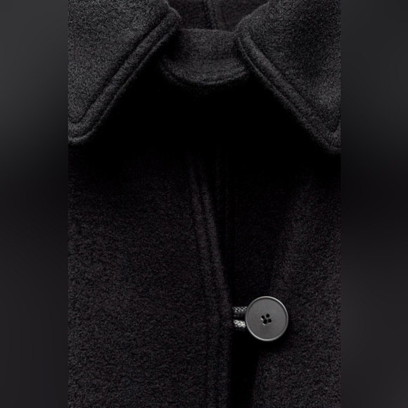 Zara HOODED WOOL CAPE. Black. One Size. New with Tags. - Picture 12 of 16